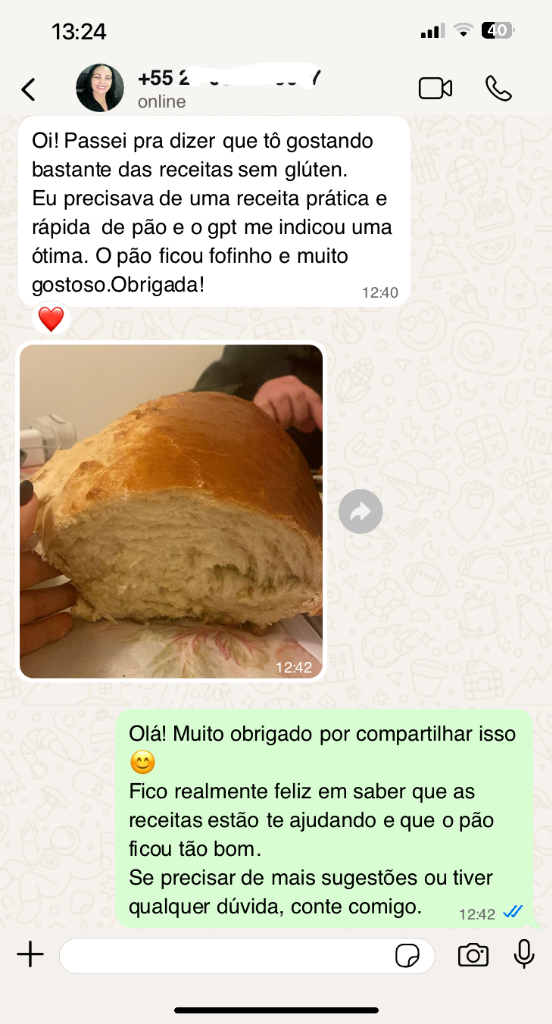 Pão sem glúten - Cliente satisfeito
